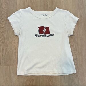 Brandy Melville Cream Switzerland Flag Tee